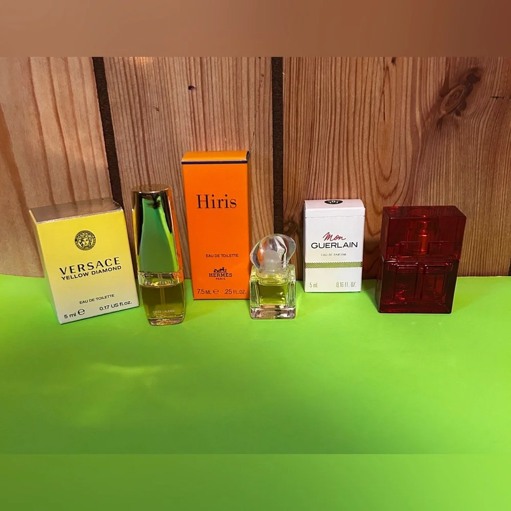 Mini Perfume Lot of 6PC Women’s Hermes Versace Guerlain Estée Lauder Arden Avon - Picture 2 of 10